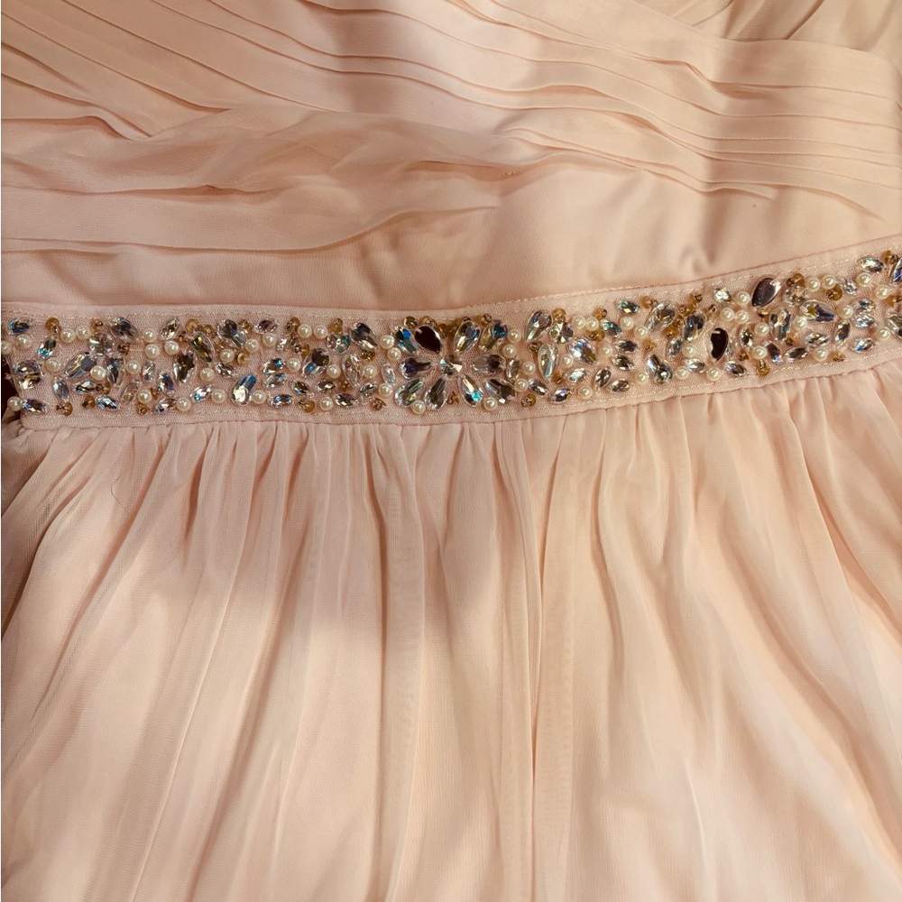 Soft Pink Crystal Pearl Chiffon Girl 16.5 Halter Top Long Dress BRAND NEW w/ TAG - Picture 2 of 4